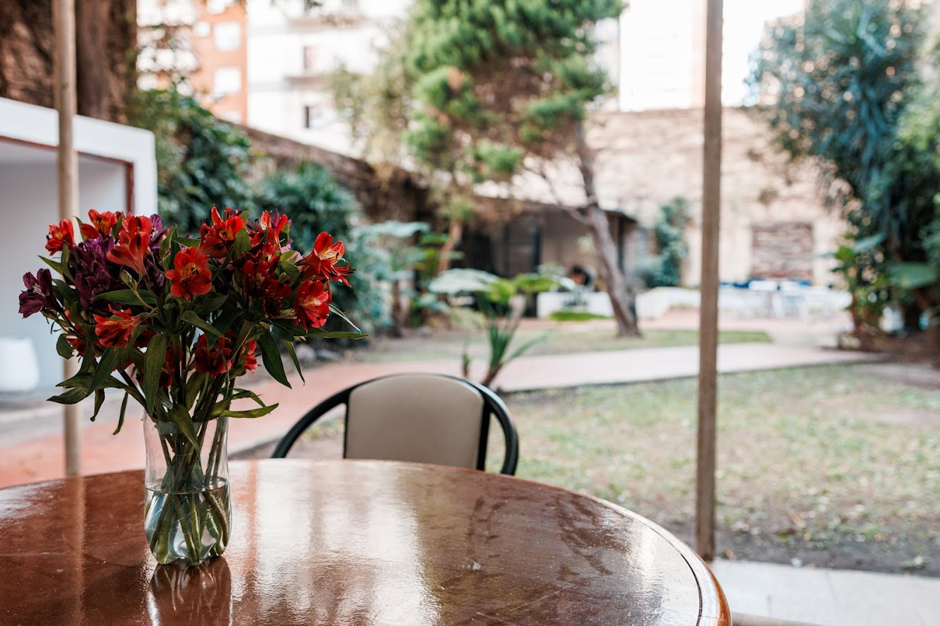 Mesa con vista al jardin